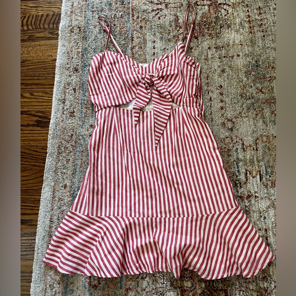 Lovers + Friends Red and White Striped Dress